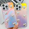 DIY Three-dimensional Love for IPhone16E Mobile Phone Case for Apple 15promax Electroplated Laser Protective Case