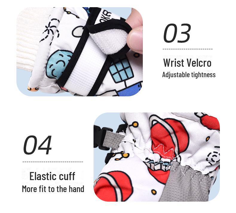 Водонепроницаемые детские горнолыжные перчатки — теплые, нескользящие, утолщенные, с бархатной подкладкой для мальчиков и девочек