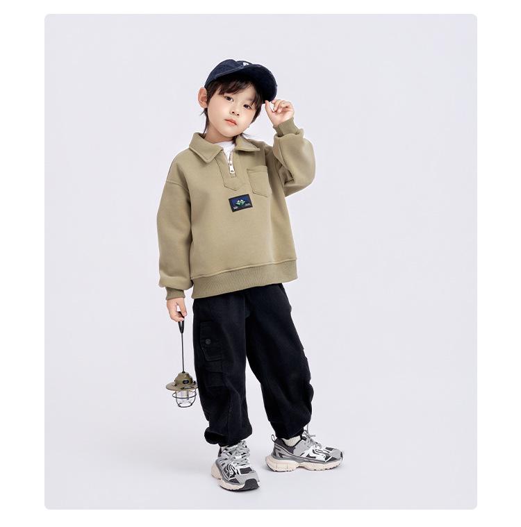 Boys' Turn-Down Collar Sweatshirt - 2025 Spring/Autumn Fashion, Long-Sleeved Pullover for Children