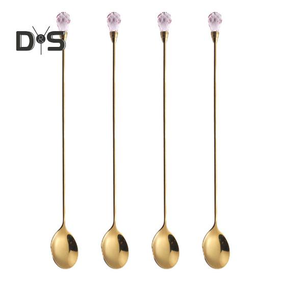 4 шт. чайные ложки с яркой отделкой, нержавеющие креативные ложки из искусственного хрусталя из нержавеющей стали
