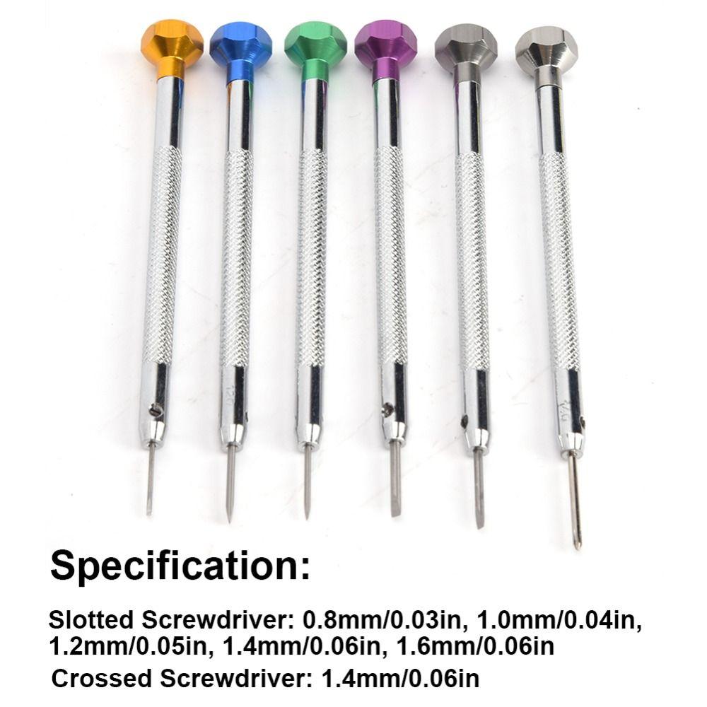 6pcs Silver Watch Screwdriver Aluminum Construction Watch Repair Tools  Watchmaking