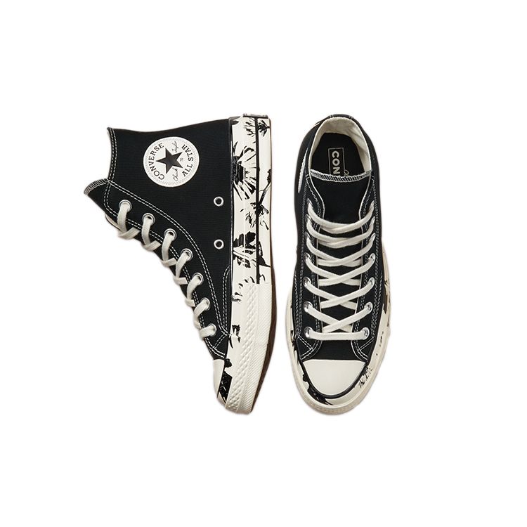 Converse Женские кроссовки Chuck 70 High Hybrid с цветочным принтом черно-белые 571387C
