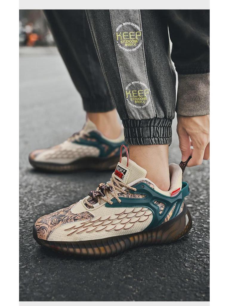 Мужские черные кроссовки Dragon Scale Warrior – модная повседневная спортивная обувь в стиле попкорн AJ