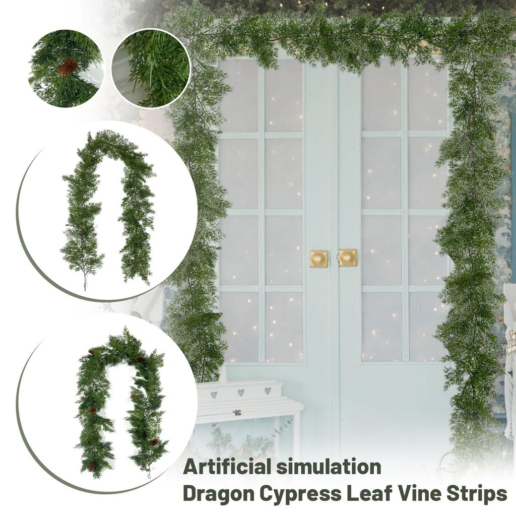 Artificial Simulation Christmas Leaf Cane Soft Feel Needle Vine Door Head Decoration Wall Hanging