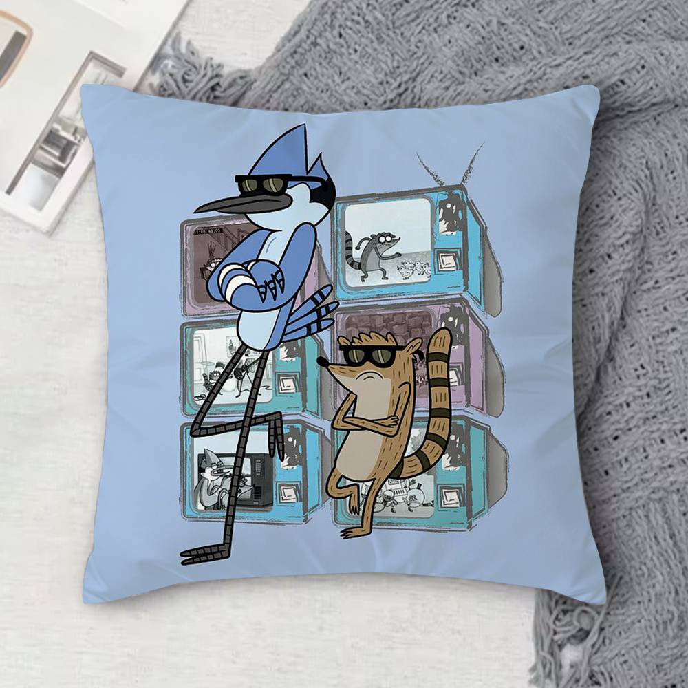RRegular Show Doublesided Printed Square Decorative Cushion Cover for Sofa Living Room Home Decor