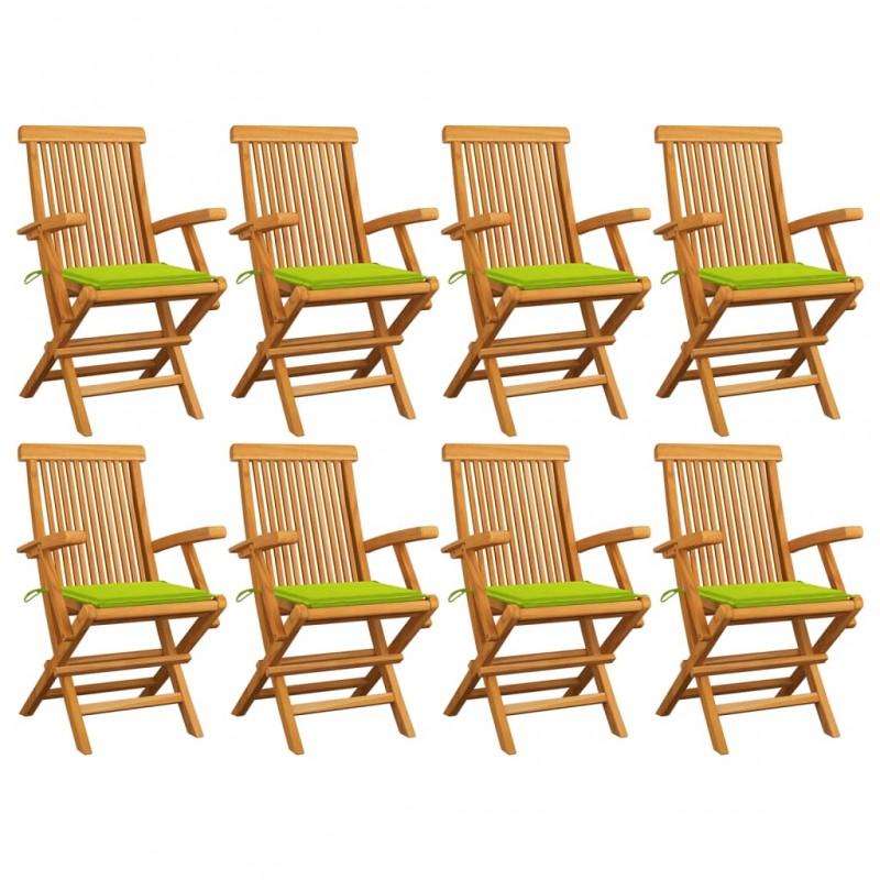 Day and Night - Day and Night Garden Chairs 8 Units Teak Wood with Bright Green Cushions