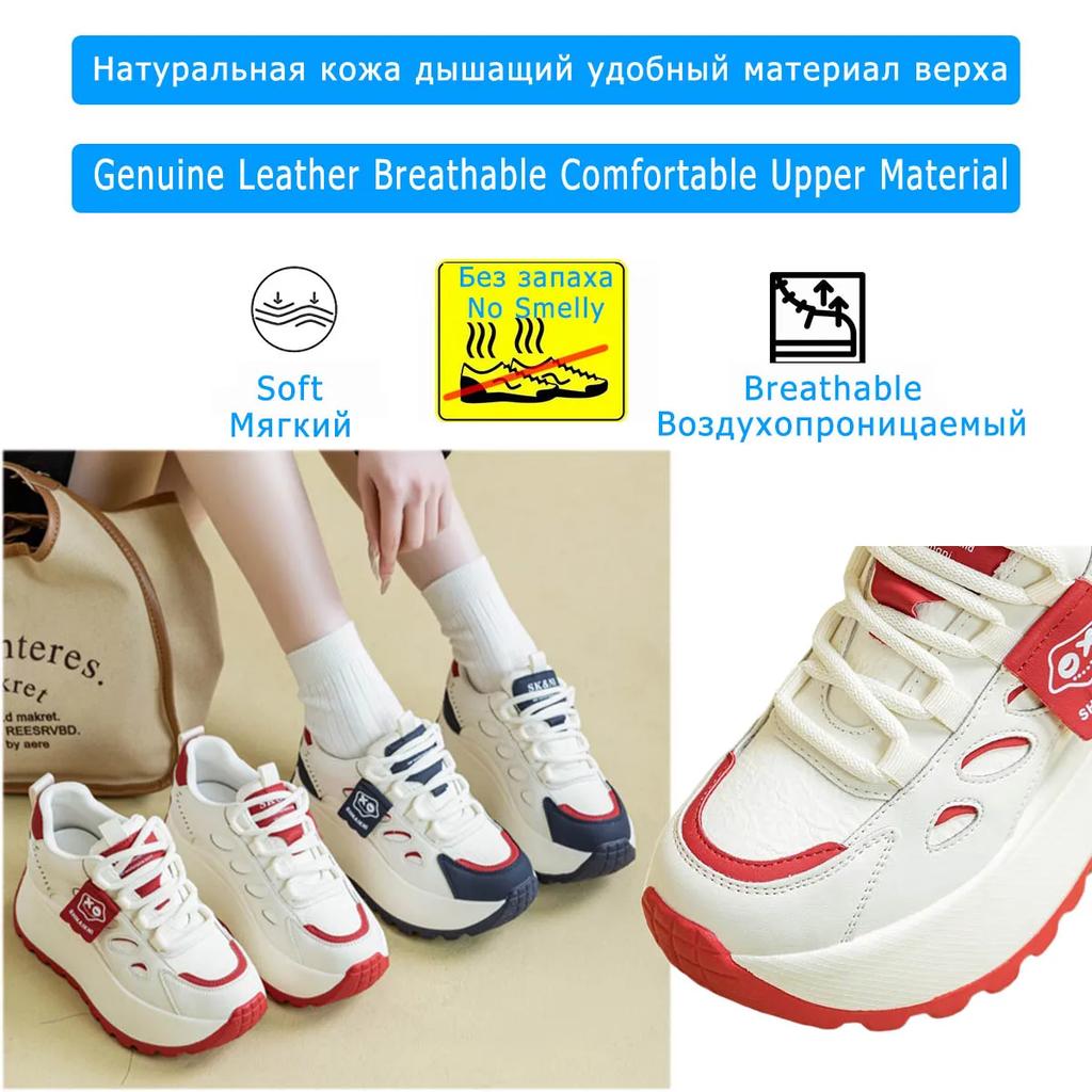 Кроссовки Fujin на танкетке 7,5 см из натуральной кожи для скейтбординга Pring Autumn из вулканизированной кожи на толстой подошве, ботинки-блоки