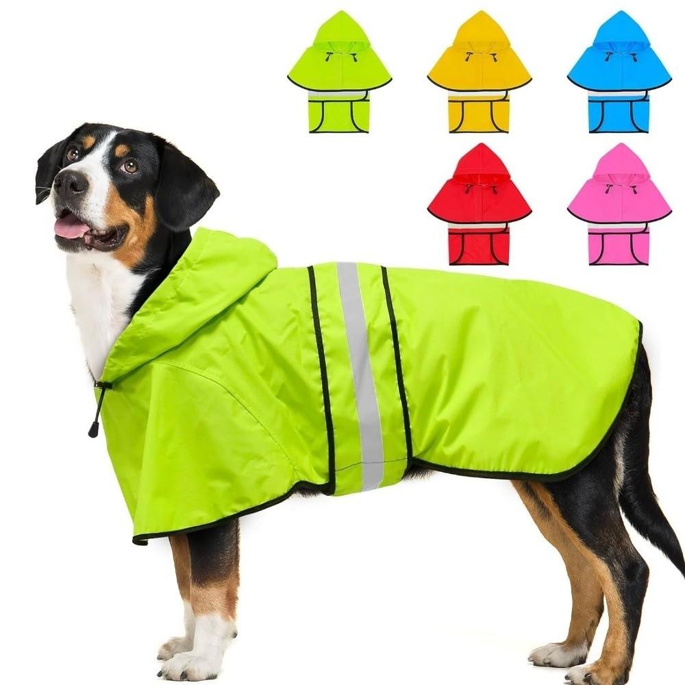 High Visibility Dog Hooded Raincoat Waterproof Pet Rain Jacket Dog Rain Cloak Labrador Retriever