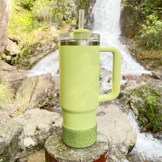 Силиконовый чехол со стразами для стакана 40 унций, блестящий чехол для бутылки с водой, нижний рукав, противоскользящий, игристый, аксессуары для стакана