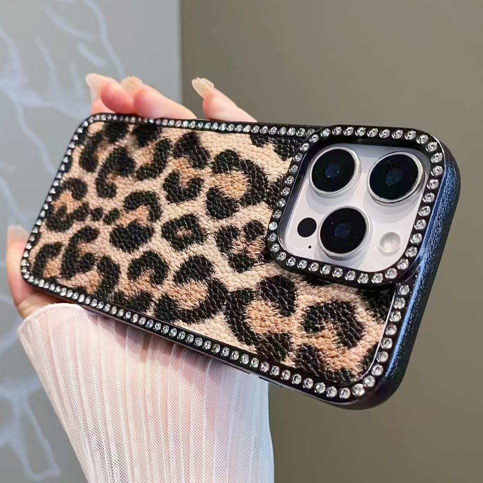 Роскошный чехол с леопардовым принтом для iPhone 16 Pro, покрытие Bling Diamonds, чехол Funda для iPhone 16 Pro Max 16Plus 15 14 13 12 11 Shell