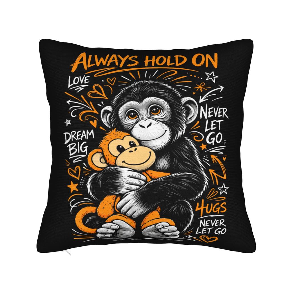 Retro Cute Monkey Punch Cute Monkey Baby Funny Animal Pillow Cover  Square Cushion Cover Pillow Case For Wedding Party Decor