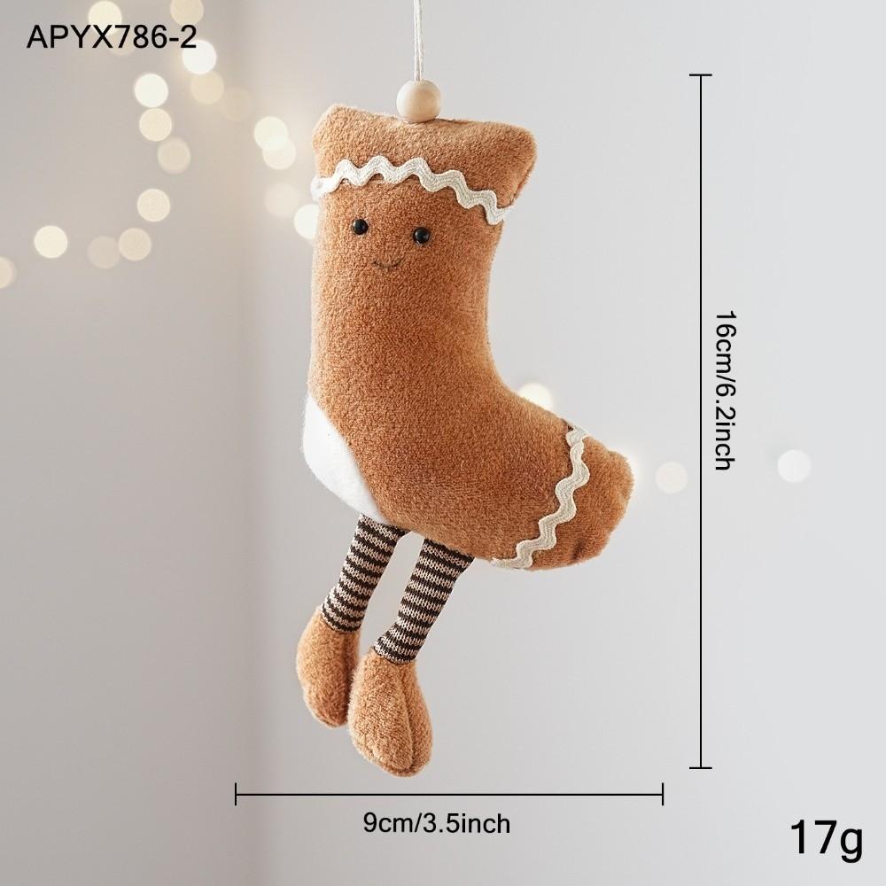 Soft Stuffed Fabric Christmas Hanging Ornament Doll Shape Multi Shape Christmas Tree Decoration Hanging Cord