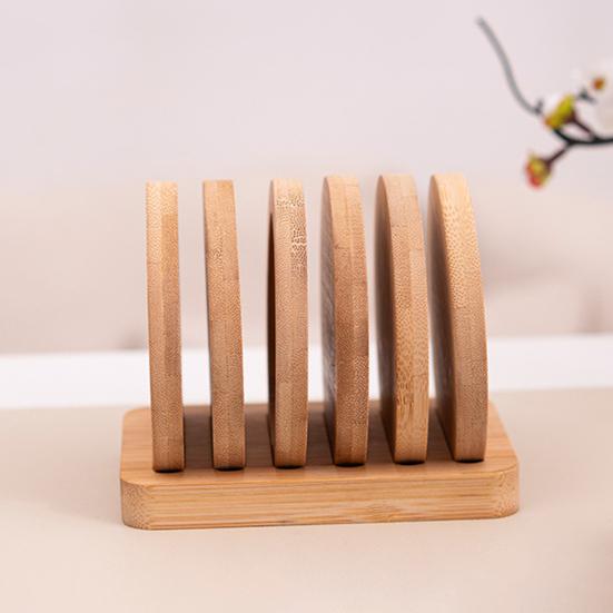 Bamboo Coasters Anti-Slip Heat Resistant Cup Mat Eco-Friendly Tea Coffee Pad Placemats for Home Kitchen Restaurant Bar Office