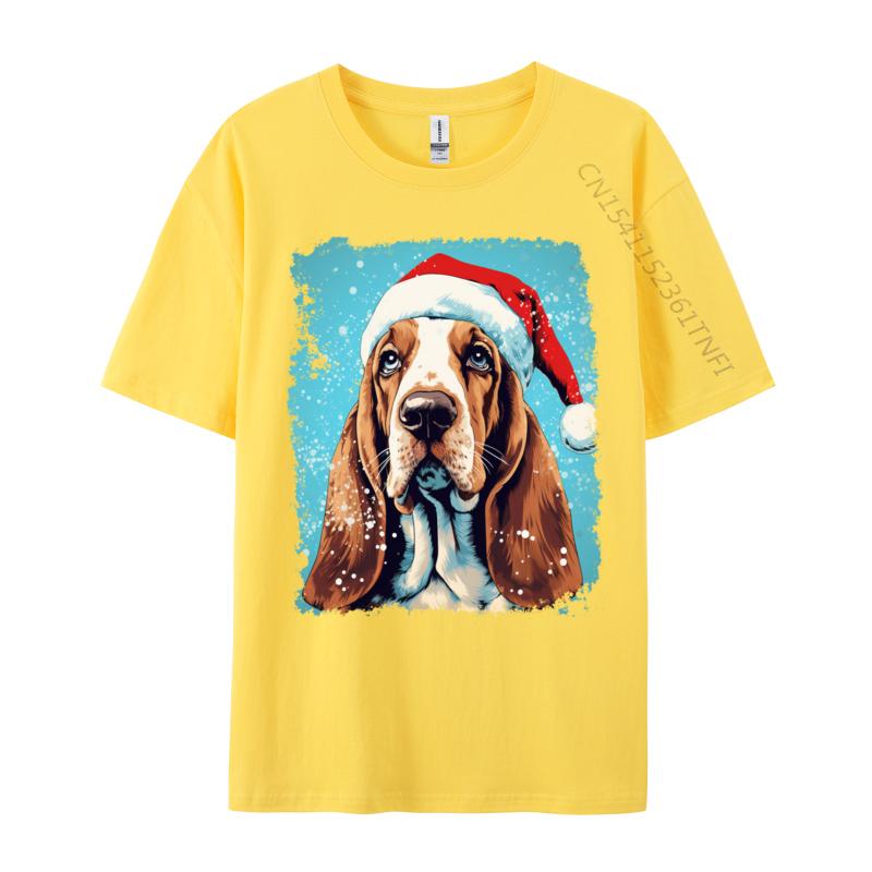 Christmas Dog Basset Hound T-Shirt Fashion Tops Tee Tops Hipster Male T Shirts Funny Cool Tee Streetwear Man