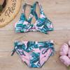 Tropical Leaf Girl Bikini Set Knot Front Girls Swimsuit Kids 7-14 Years Two Piece Children's Swimwear Sexy Girls Bathing Suits