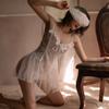 Mesh lingerie passion perspective seduction sexy erotic female white teasing sexy erotic suit