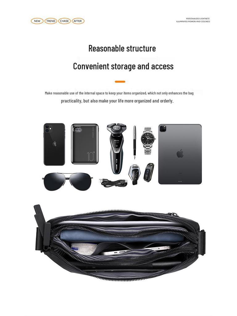 2025 Мужская Модная Сумка Кроссбоди в Корейском Стиле: Повседневный, Вместительный Рюкзак через плечо с несколькими отделениями