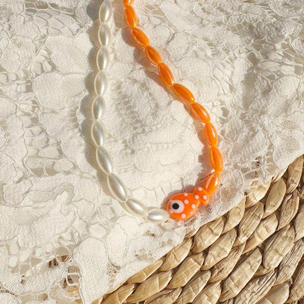 Jewelry Fish Pendant Necklace Bohemia Beads Chain Choker Trendy Mini Fish Necklace Summer