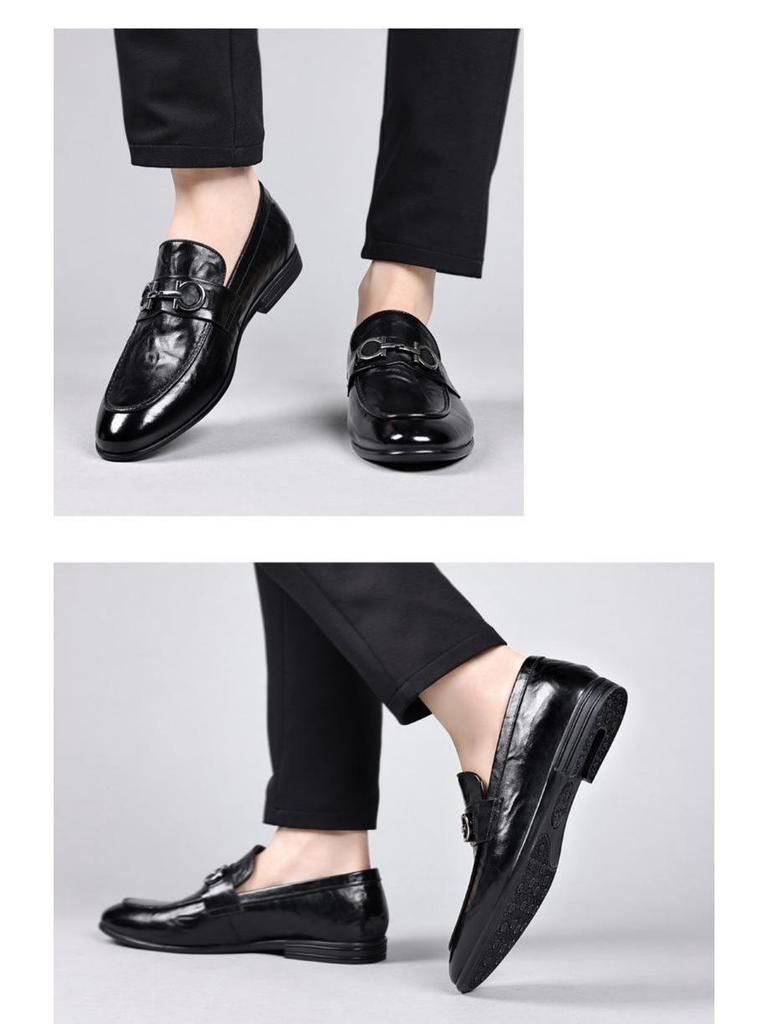 Мужские осенние деловые формальные кожаные лоферы - корейский стиль, дышащие, удобные, универсальные