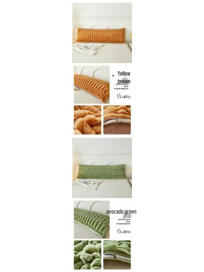 Плюшевая наволочка на длинную подушку из искусственного кроличьего меха - Двусторонняя наволочка из молочного велюрового флиса