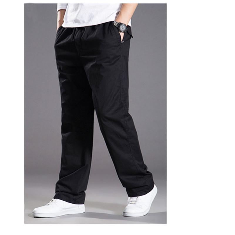 Мужские весенне-летние свободные эластичные рабочие брюки большого размера, прямые брюки с карманами для бега