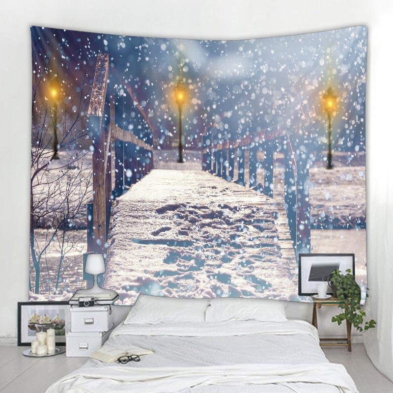 Рождественский гобелен, Рождественская елка, камин, теплая семейная настенная подвеска, рождественский снежный фон, украшение для дома, комнаты, подарки