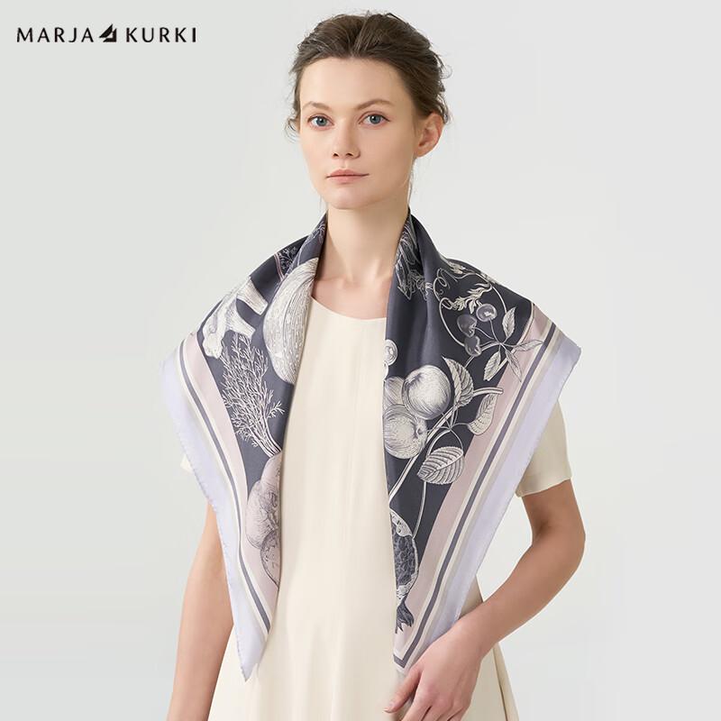 MARJA KURKI "Fruits Full Warehouse" Mulberry Silk Square Scarf