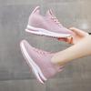 Women's Shoes with Round Toe Tie Up Thick Soles Elevated Fashion Shoes Casual Oversized Breathable Mesh Fly Knit Sports Shoes