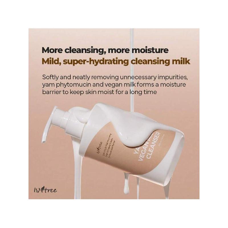 Isntree Очищающее молочко для лица с экстрактом корня ямса 220 мл | Корейский уход за кожей | Насыщенная и кремовая текстура | Увлажняющее и мягкое | Веганский уход за кожей