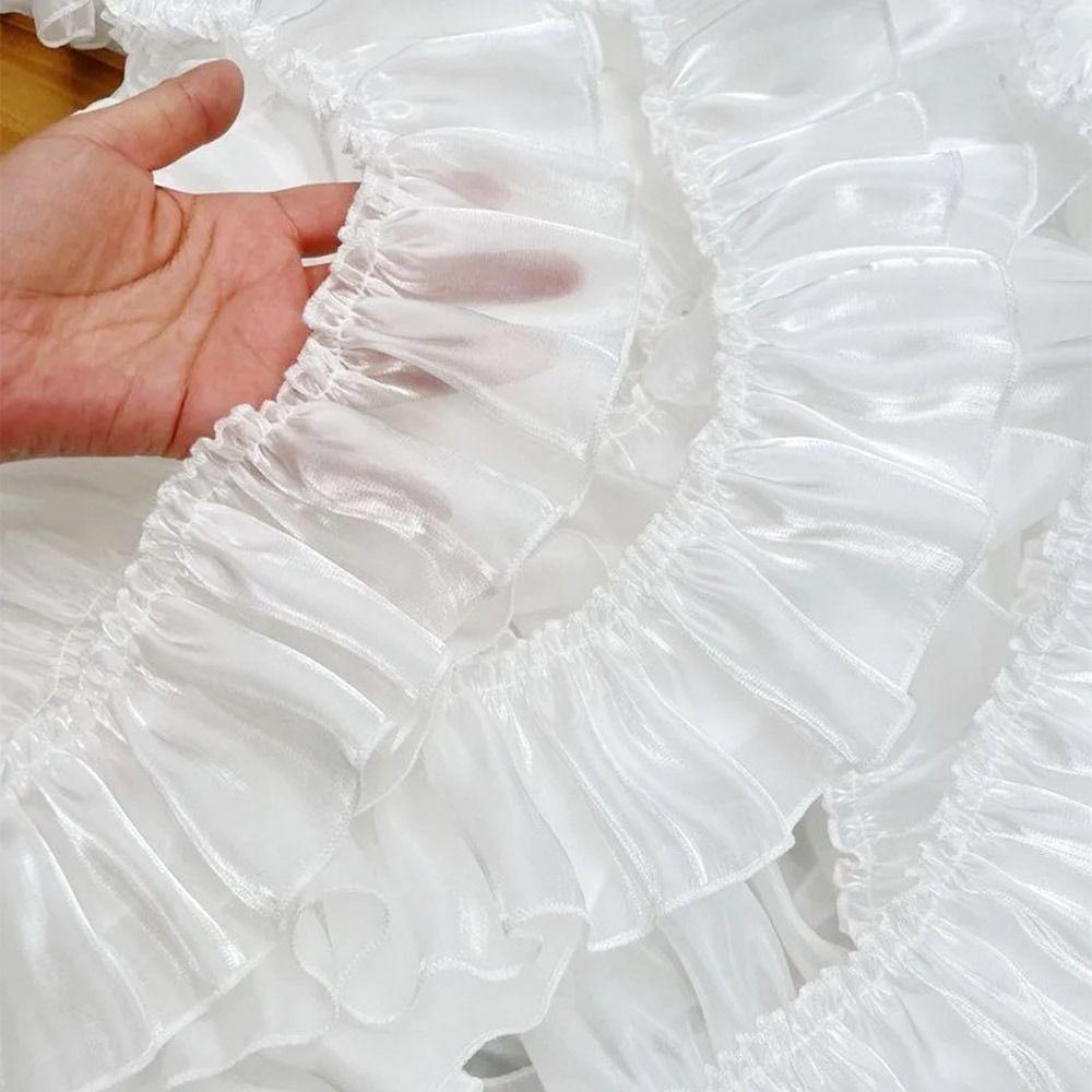 New 5cm Wide Satin Ribbon Trim Pleated Ruffled Edge Pleated Lace Trim DIY Satin Lolita Dress Trim Dress Decoration