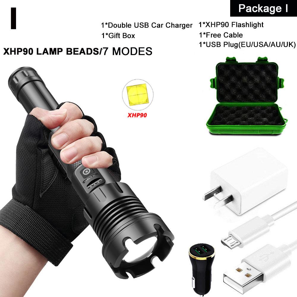 ZK20 Дропшиппинг USB Перезаряжаемый XHP90 COB Мощный Светодиодный Фонарь Масштабируемый Красный Фонарь 18650 26650 Сенсорный Переключатель Фонари