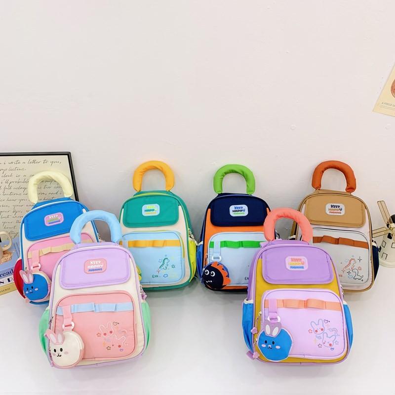 Backpack Blocked Color Kindergarten Backpack Casual Kids Lightweight Schoolbag