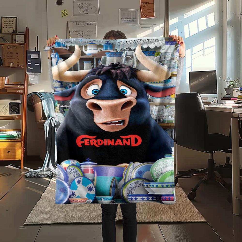 1PC Ferdinand Print Flannel Blanket, High quality All Seasons, Home Decor, Warmth and Comfort, Perfect for Christmas Gifts
