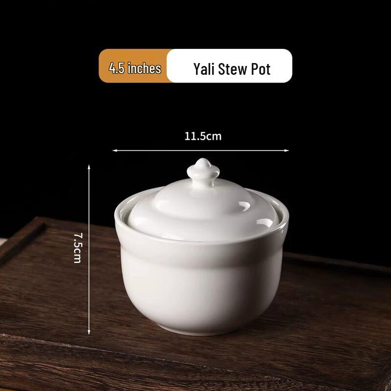 Chixing Pure White Ceramic Steaming Bowl with Lid