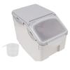 Rice Storage Container with Cup Airtight Sealed Food Grain Organizer Plastic Kitchen Supplies Gray