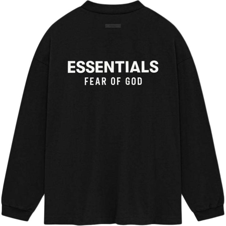 Fear of God Essentials Черная мужская футболка с длинным рукавом из джерси Топы 125HO244370F