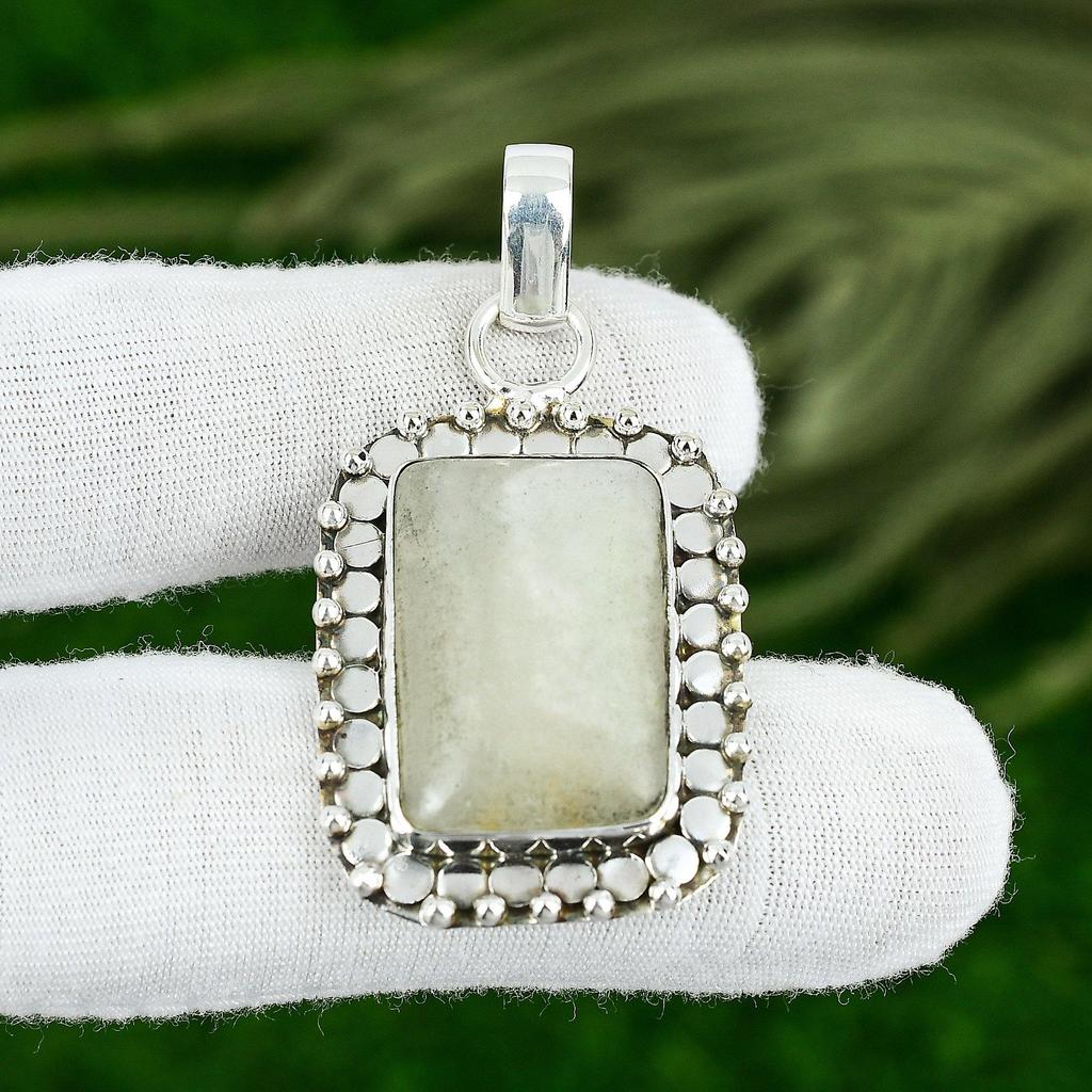 Свадебный подарок для нее Подвеска из натурального сколецита из стерлингового серебра 925 пробы