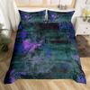 Abstract Watercolor Duvet Cover,Exotic Teal Pastel Bedding Set Vintage Trippy Batik Quilt Cover Grunge Aesthetic Comforter Cover