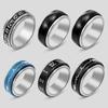 1Pcs Turnable Titanium Steel Ring Retro Fashion Six Word Truth Relief Artifact Stainless Steel Roman Numerals Ring