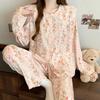Sweet Cherry Princess Wind Doll Collar Lace Double Pocket Cloud Cotton Long Sleeve Pajamas Women's Loungewear