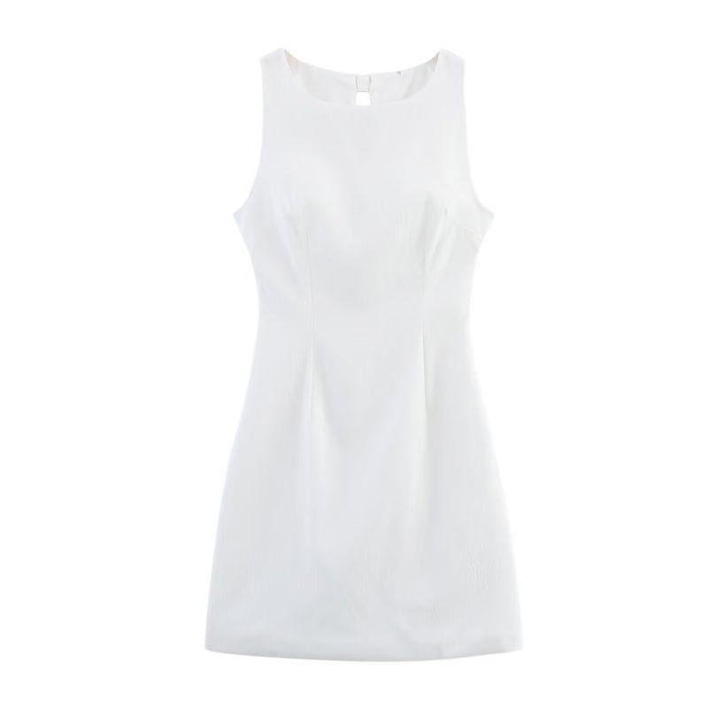 Kaslead New Arrival Women's Clothing Fashion Style Fashion Silm Back Bows Elegant Slim White Dress