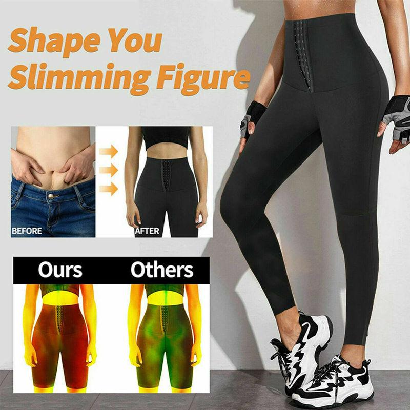 Брюки для сауны для женщин, спортивные леггинсы с высокой талией, компрессионные брюки для похудения, горячие термотренировки, тренировочные капри, брюки для фитнеса, формирователь тела