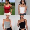 2025 Лето Женский хлопок однотонный тонкий с накладками на груди укороченный топ женский harajuku майка сексуальный без рукавов мягкий топ милый слинг топы