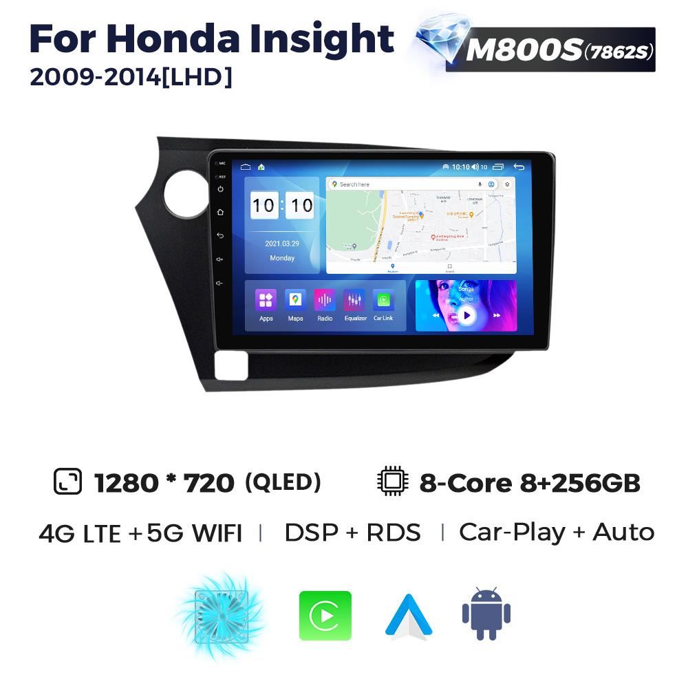 9-дюймовая Android автомагнитола для Honda Insight 2009-2014 Carplay Мультимедийный видеоплеер GPS-навигация Поддержка 4G Lte+WIFI DSP+RDS