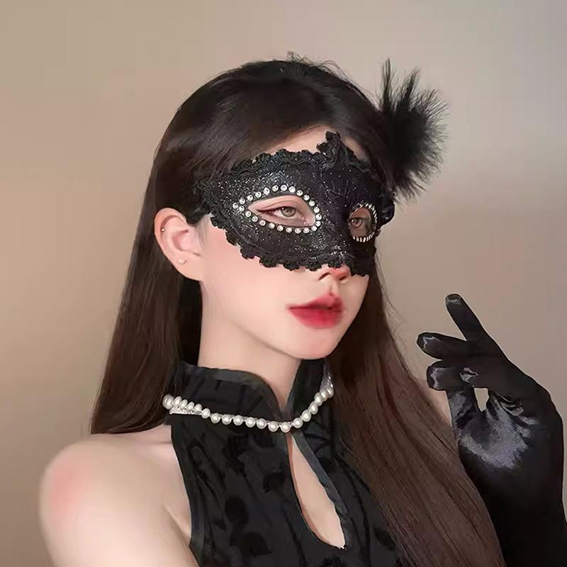 Перо Женская Маскарадная Маска Кружево Цветок Половина Лица Сексуальный Косплей Вечеринка Выпускной Женская Маска Вечеринка Макияж