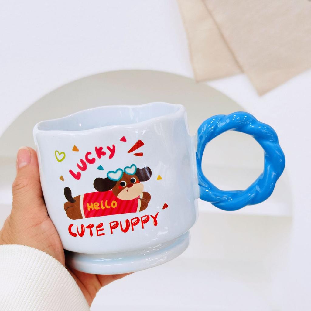 Высококачественный простой бокал в горошек, мультяшная милая кружка с милым питомцем, милая керамическая чашка, термостойкая, кружка для девочек