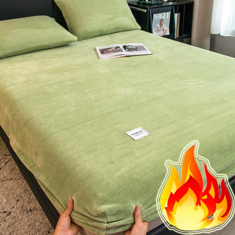 2025 Теплая зимняя простыня, Мягкая на ощупь и плюшевая толстая простыня-наматрасник, Розовая Зеленая Синяя Серая Черная