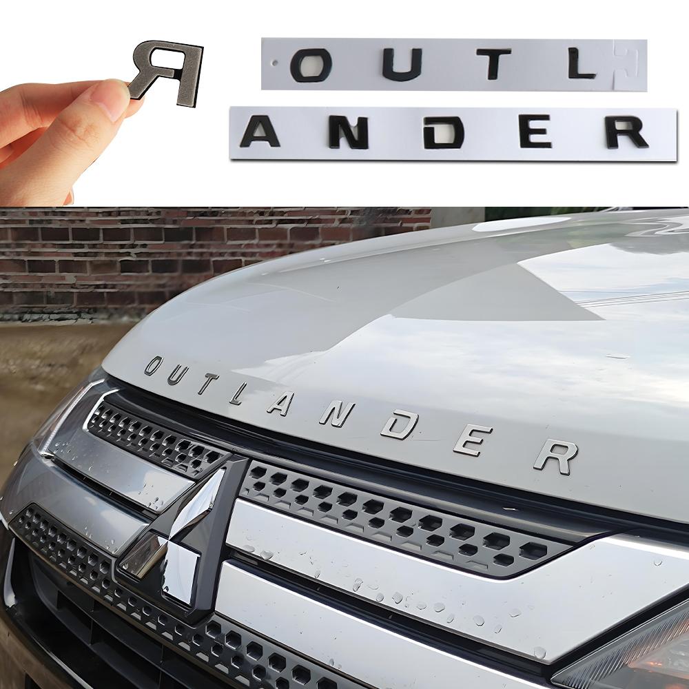 ABS Car Stickers 3D Outlander Letters Hood Emblem For Mitsubishi Lancer Pajero ASX Outlander Eclipse Galant Mirage EX Accessorie