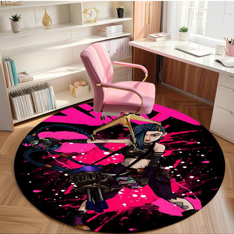 Jinx Print Round Rug, Washable Floor Carpet, For Entryway Dorm Laundry Room Office Study, Home Decor Birthday Christmas Gift
