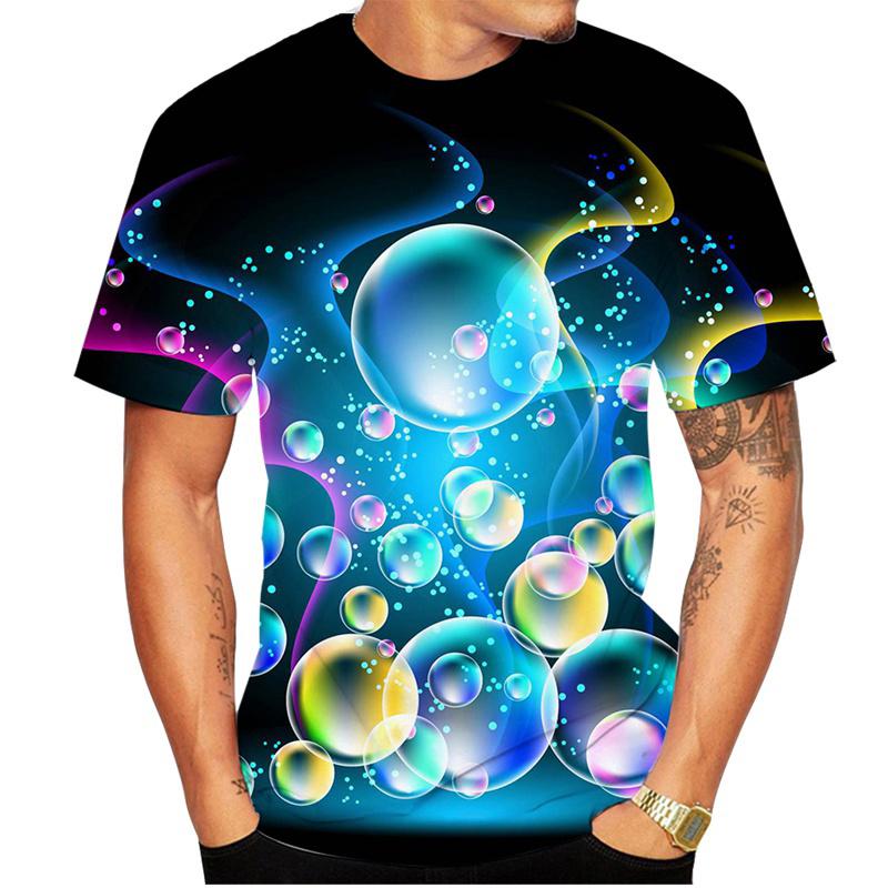 Мужская футболка с принтом 3D Rainbow Bubble, большой повседневный круглый вырез, уличная одежда, футболка с короткими рукавами, топ, летняя мода